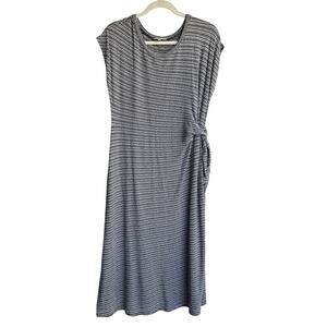 See You Monday Los Angeles Black White Stripe Stretch Flattering Dress Sz L $78